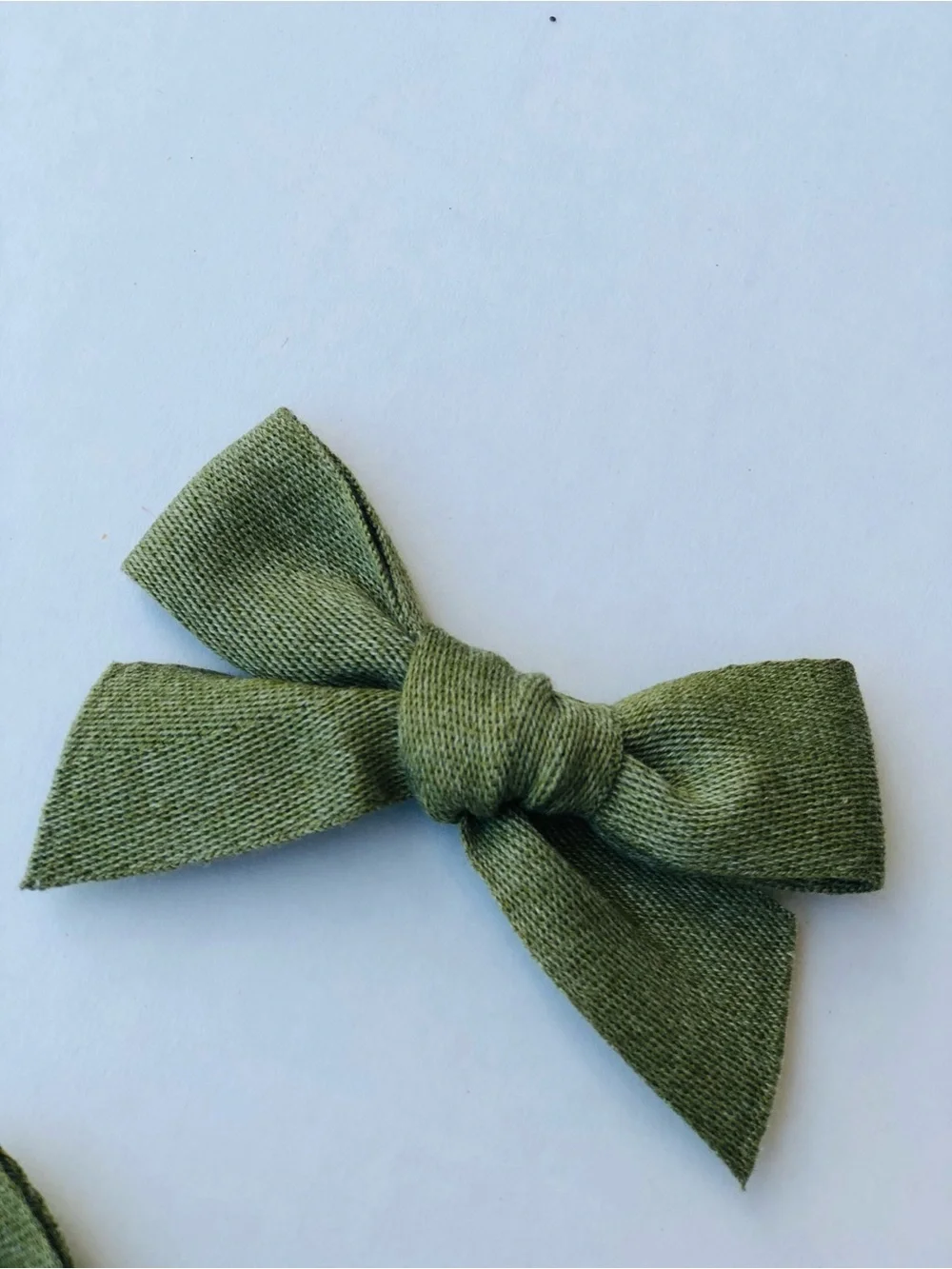 Handmade Olive Green Cotton Hair Bows - Set of 2